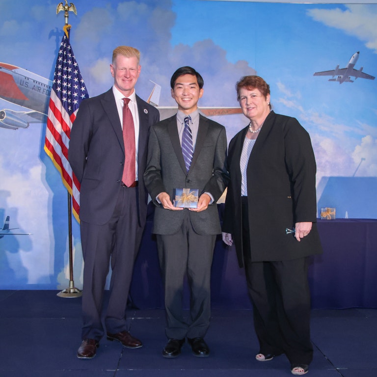 RRPFSP Student Winner Male Student Smiling with Two Reagan Staff Members