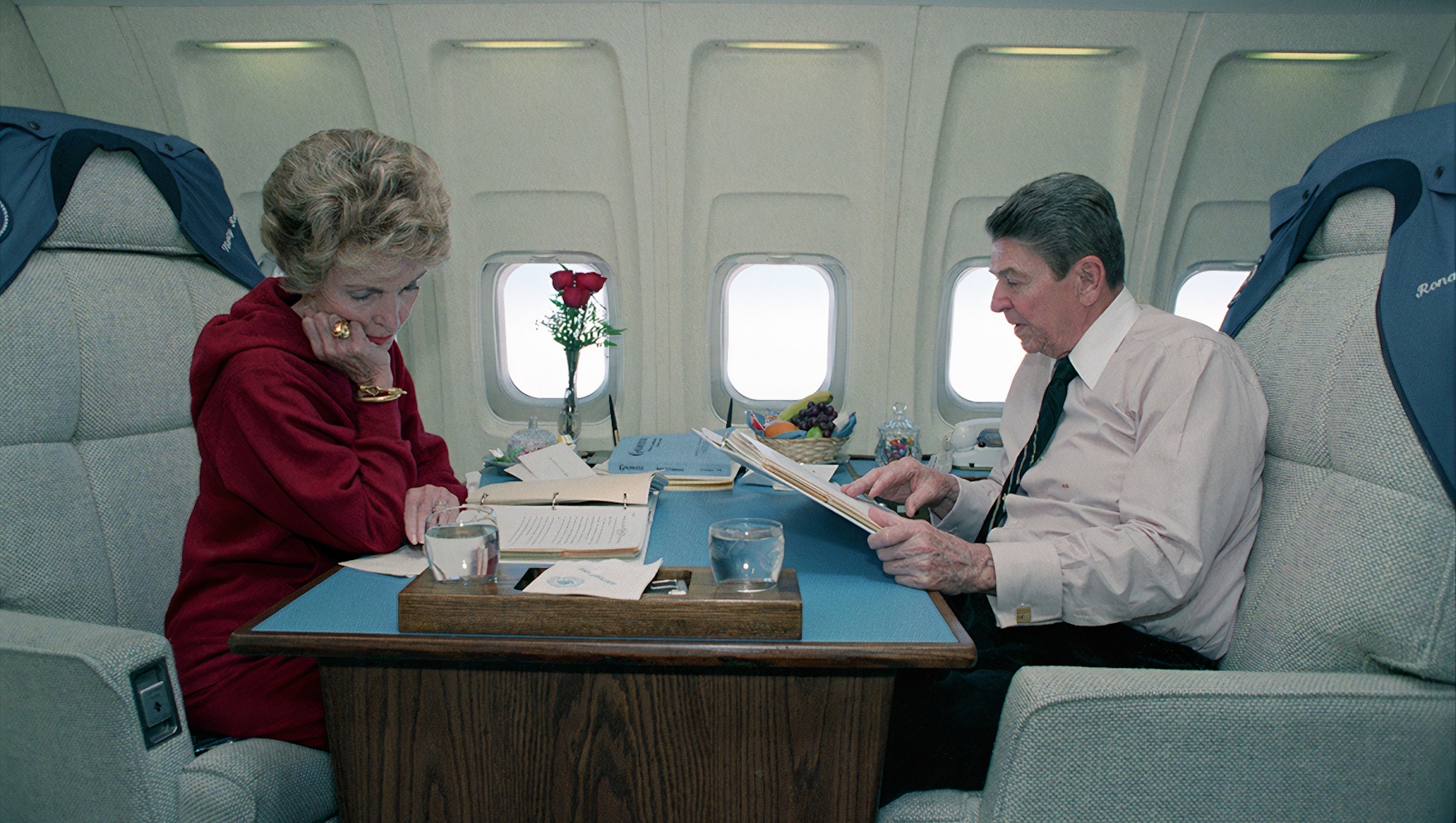 Nancy and Ronnie on the Air Force One Nancy and Ronnie on the Air Force One