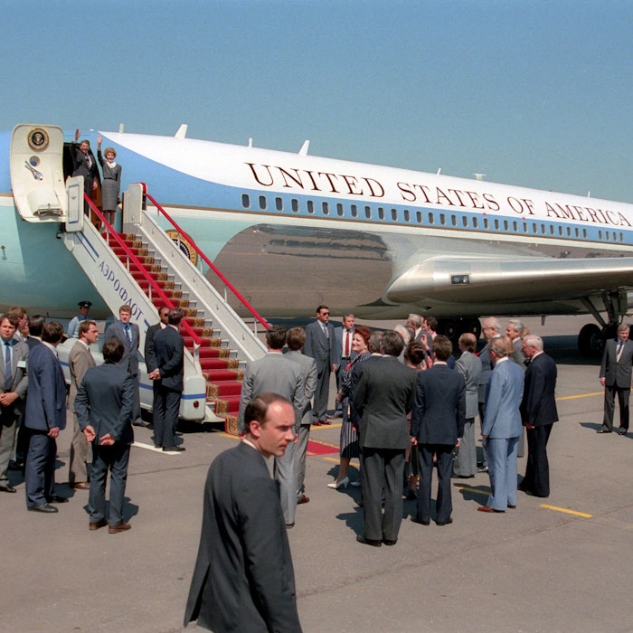 Nancy and Ronald Arriving on Airforce One Nancy and Ronald Arriving on Airforce One