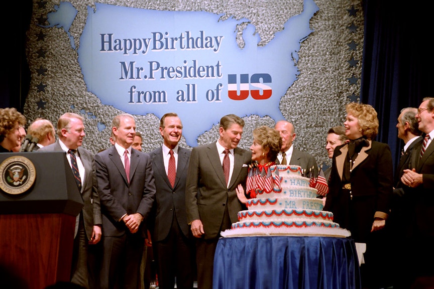 Reagan's Birthday Celebration with a massive cake Reagan's Birthday Celebration with a massive cake