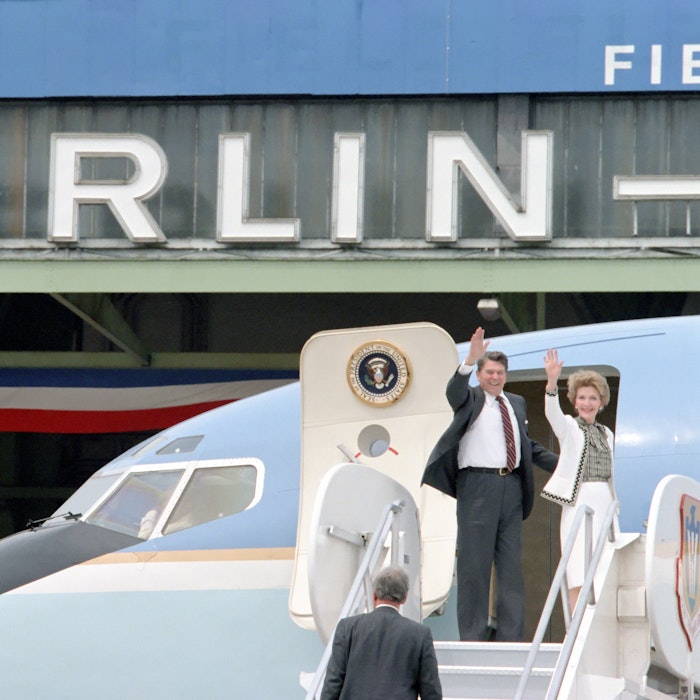 Nancy and Ronald Reagan Exiting Air Force 1 Nancy and Ronald Reagan Exiting Air Force 1