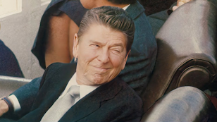 Reagan looking back and smiling