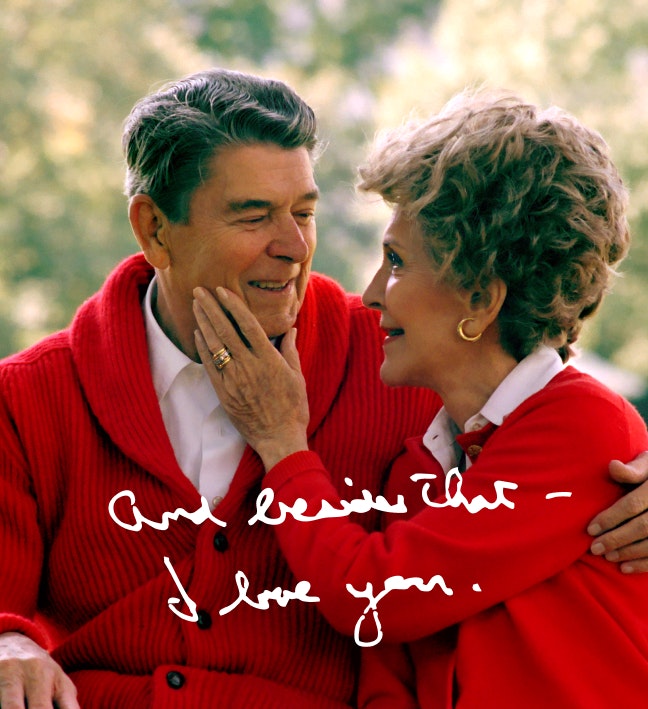 Nancy and Ronnie in matching red sweaters Nancy and Ronnie in matching red sweaters