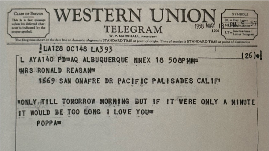 Telegram to Nancy from Ronnie