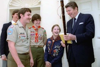 Reagan with a group of boy scouts Reagan with a group of boy scouts