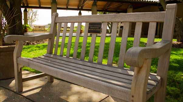 A plaque bench at the Ronald Reagan Library A plaque bench at the Ronald Reagan Library