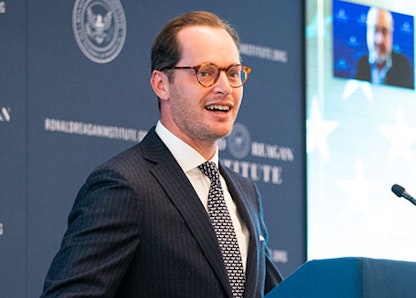 Man speaking at podium