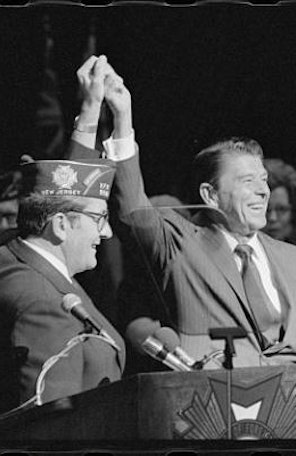 Reagan Speech Restoring the Margin of Safety August 18th 1980 Reagan's Hand Being Raised by Military Official After Speech