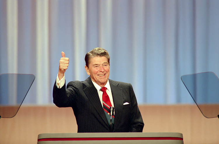 Reagan giving a thumbs up