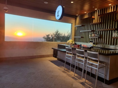 View of the sunset from inside the Bistro Bar