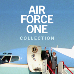 Mr and Mrs Ronald Reagan waving from the Air Force One steps