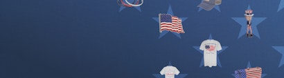 American Themed Merchandise on a blue background
