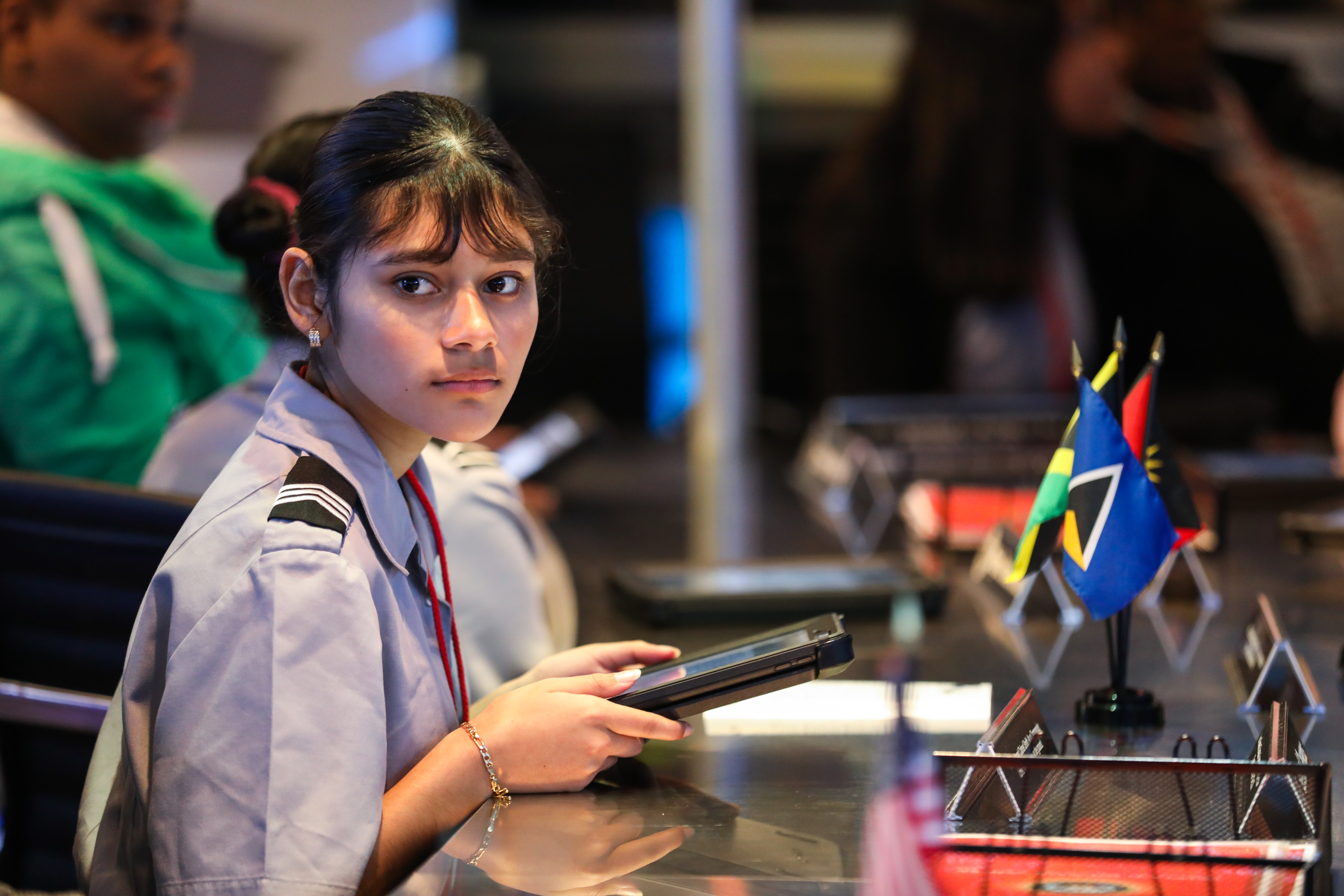 Female Student in Command Decision Center Replica