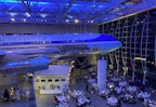 Evening photo inside of the AIr Force One Pavilion, view of the AFO aircraft.