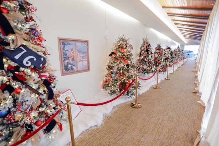 Row of Christmas Tree along the Colonnade