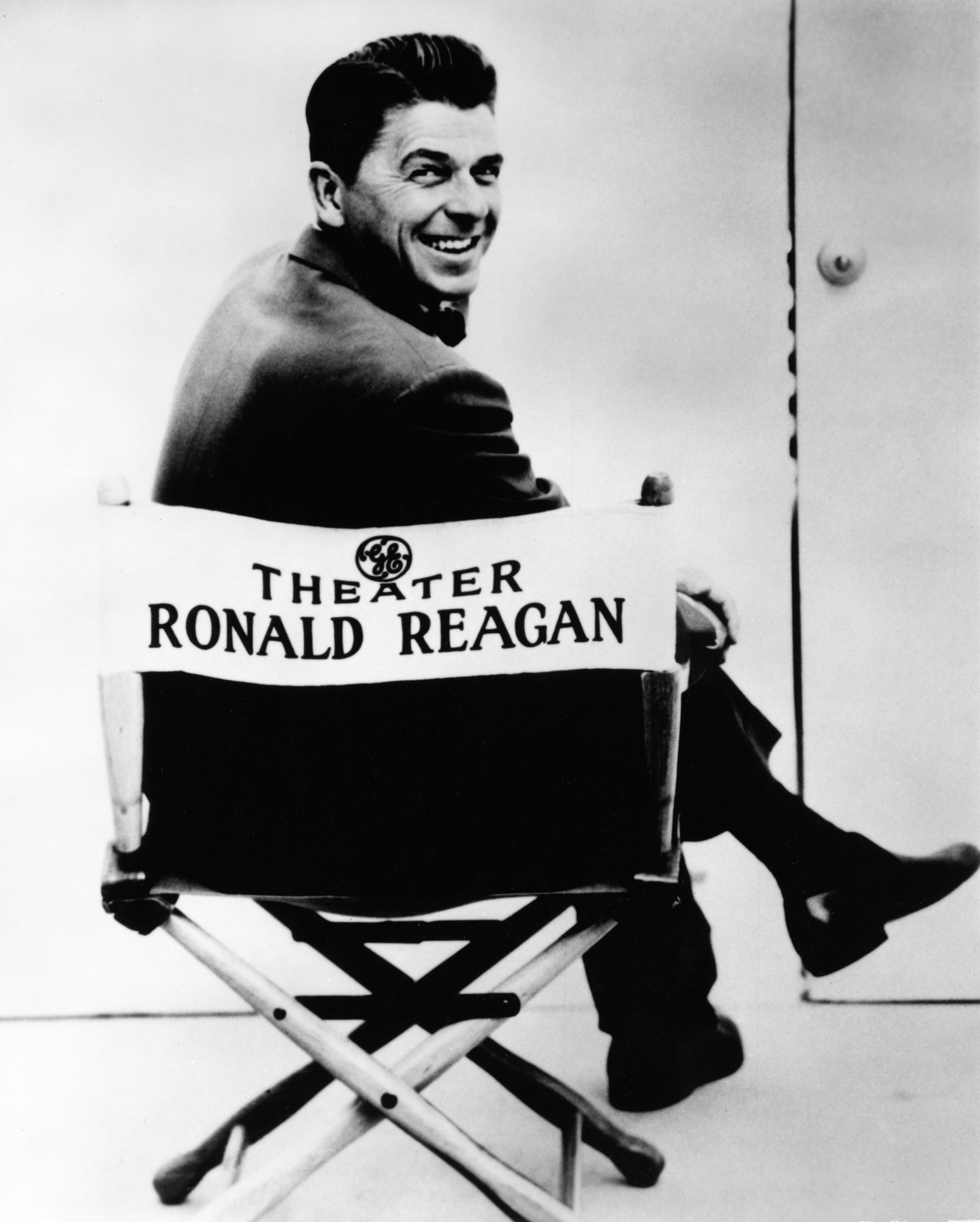 Ronald Reagan sitting in GE Theater Chair