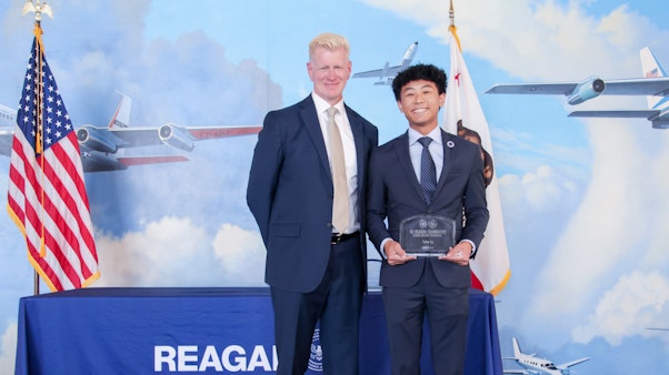 2025 GE-Reagan Scholar Tyler Ly 2025 GE-Reagan Scholar Receiving Award