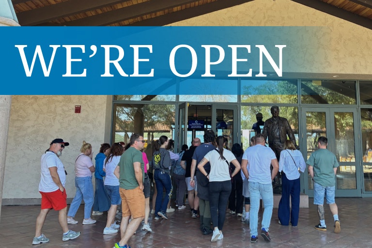 Guests walking into the lobby of the Reagan Library Guests walking into the lobby of the Reagan Library