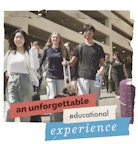 Young students traveling with suitcases