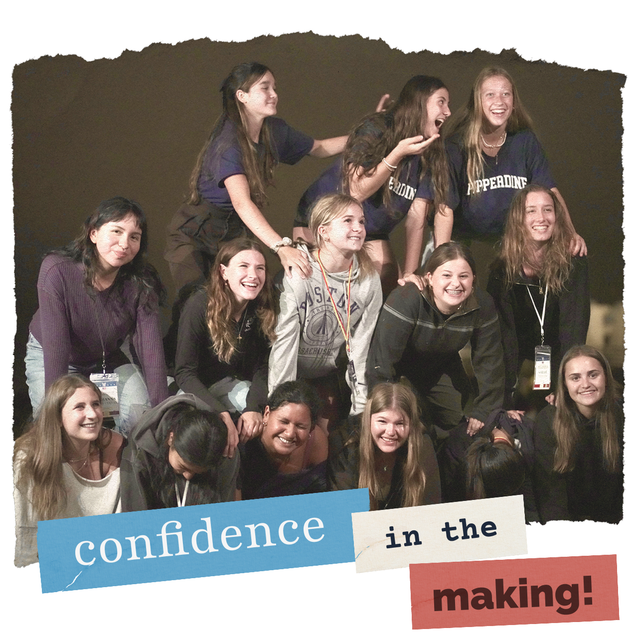 Middle School Kids forming a pyramid