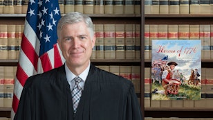 U.S. Supreme Court Justice Neil Gorsuch U.S. Supreme Court Justice Neil Gorsuch with Heroes of 1776 book cover.