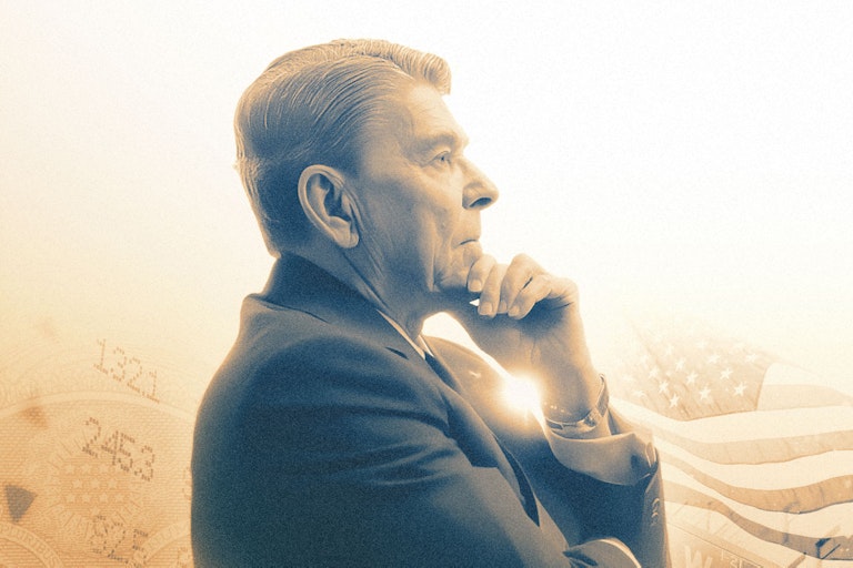 RNEF artwork RNEF artwork. Roanld Reagan looking into the distance.