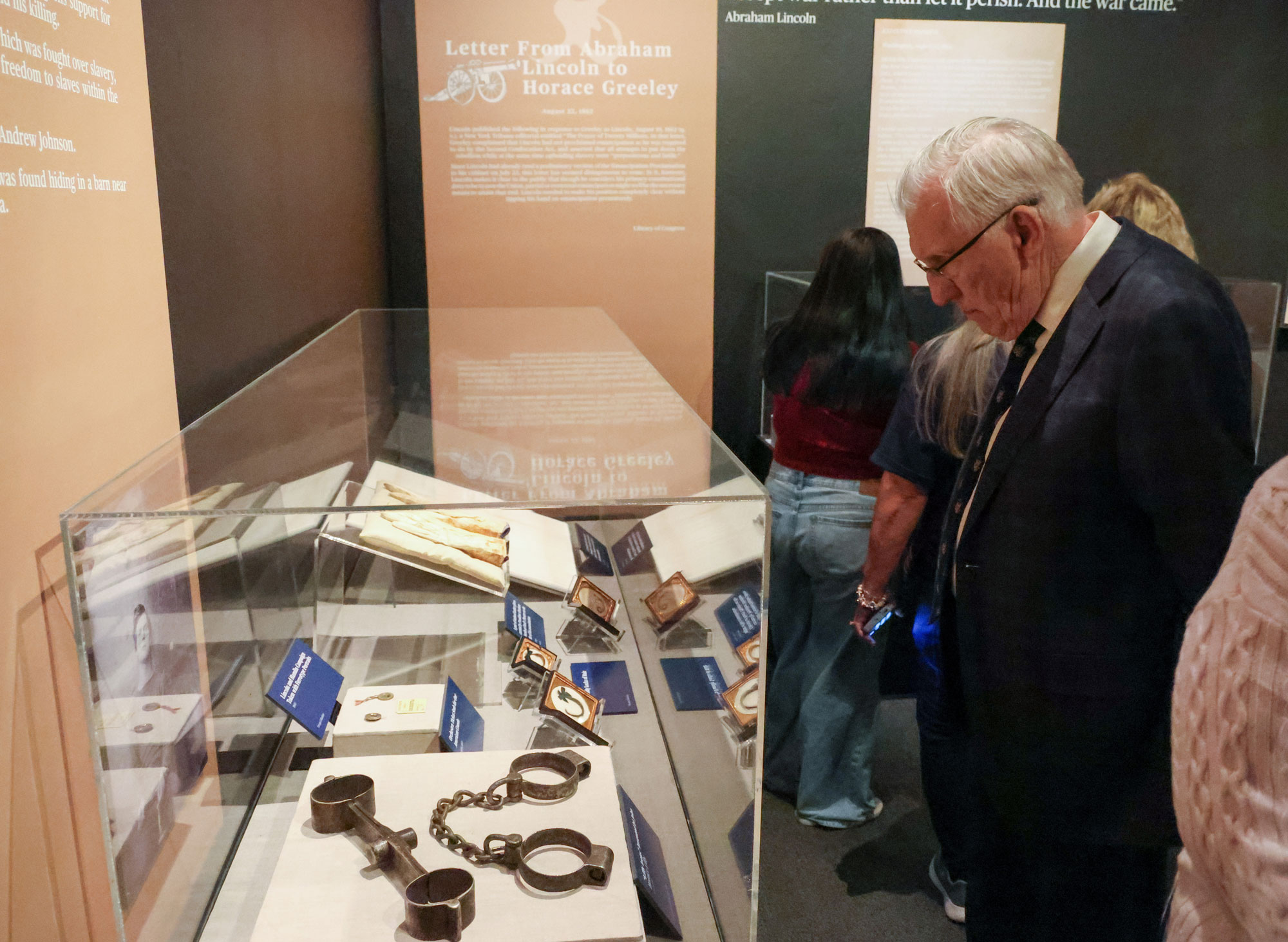 This remarkable case features the blood-stained gloves removed from President Abraham Lincoln after his assassination