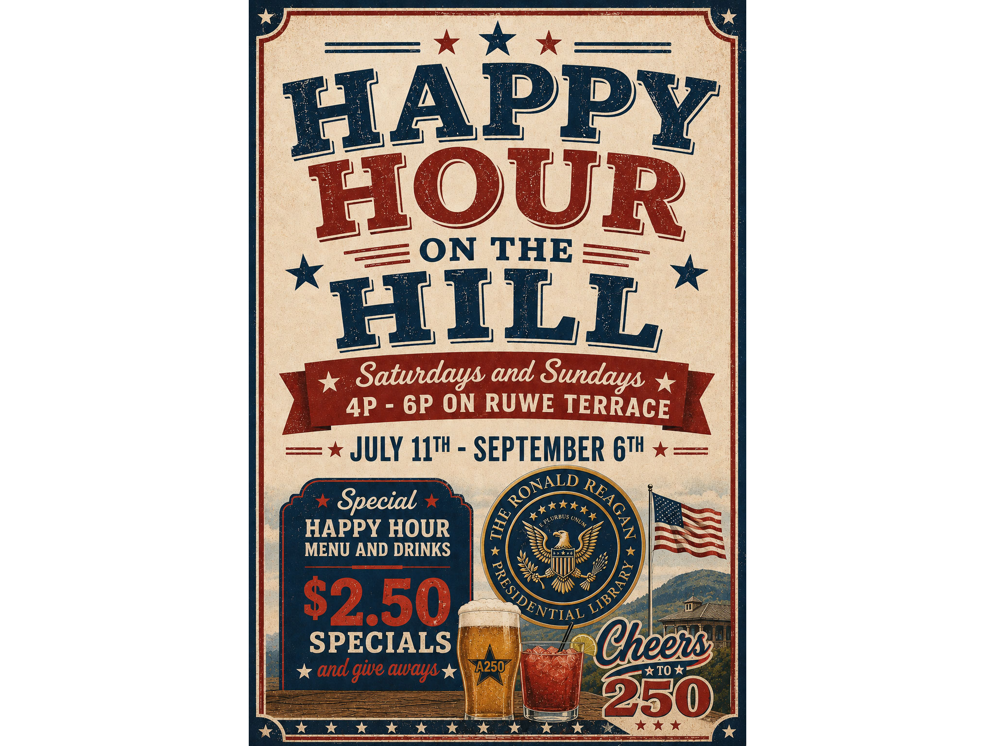 Happy Hour on the Hill series featuring a special happy hour menu