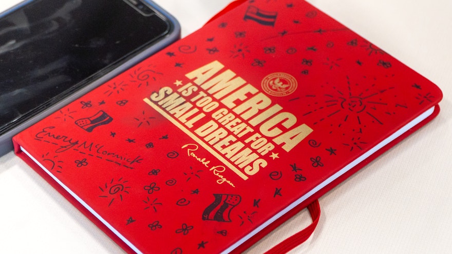 Notebook with a Reagan quote