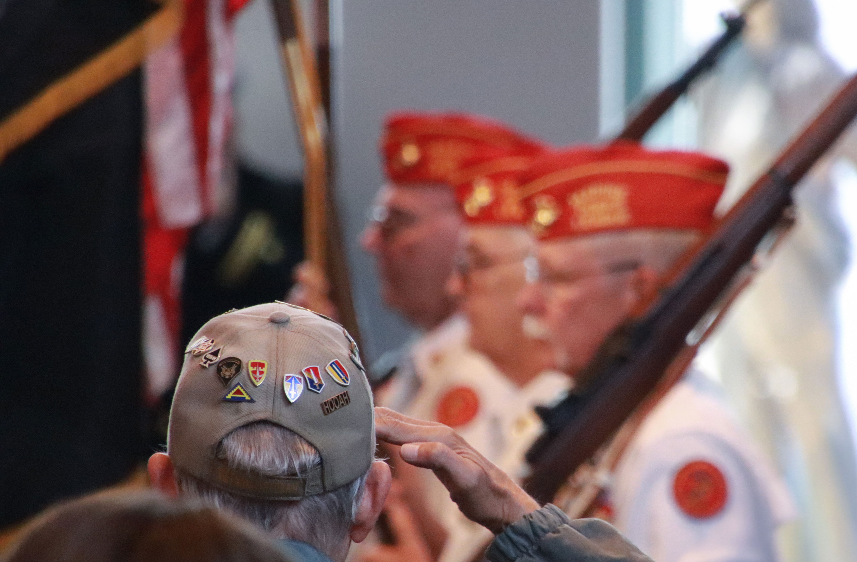 Veteran salutes Color Guard
