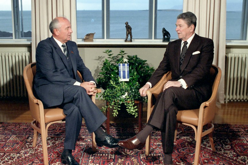 10/11/1986 First Meeting with General Secretary Mikhail Gorbachev at Hofdi House in Reykjavik Iceland 10/11/1986 First Meeting with General Secretary Mikhail Gorbachev at Hofdi House in Reykjavik Iceland