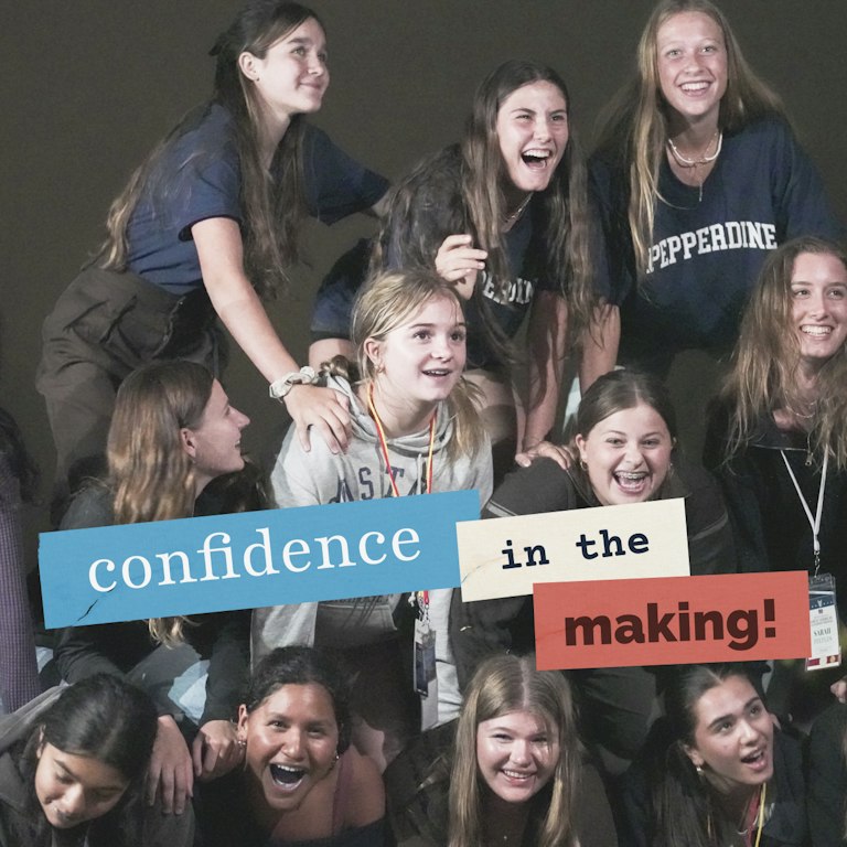 Students forming a pyramid